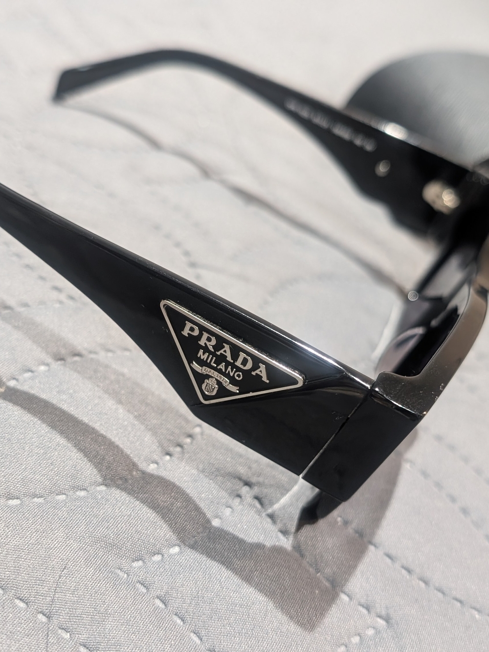 Prada Black Triangle Logo Acetate Sunglasses